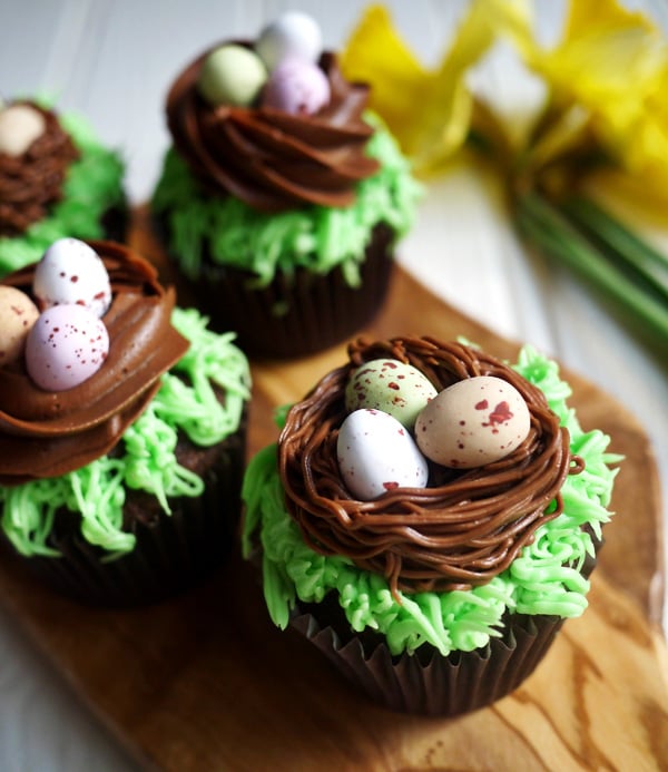 Easter Chocolate Nest Mini Egg Cupcakes - Kids Cooking - Taming Twins