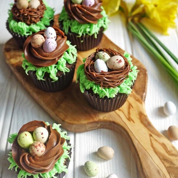 Chocolate Easter Egg Nest Cupcakes