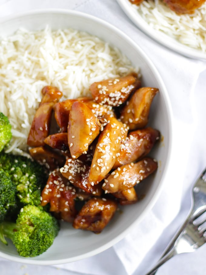 Easy teriyaki chicken with rice and broccoli