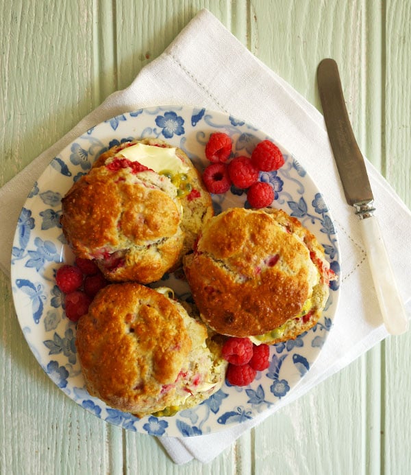 Raspberry Scones Biscuits with Passion Fruit and Clotted Cream Recipe