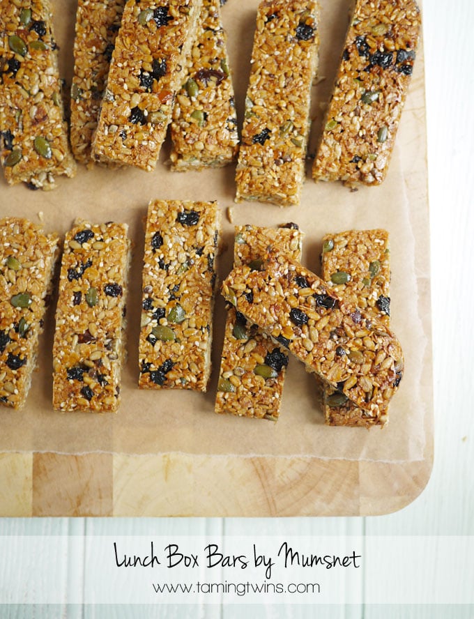 homemade granola bars with seeds and dried fruit