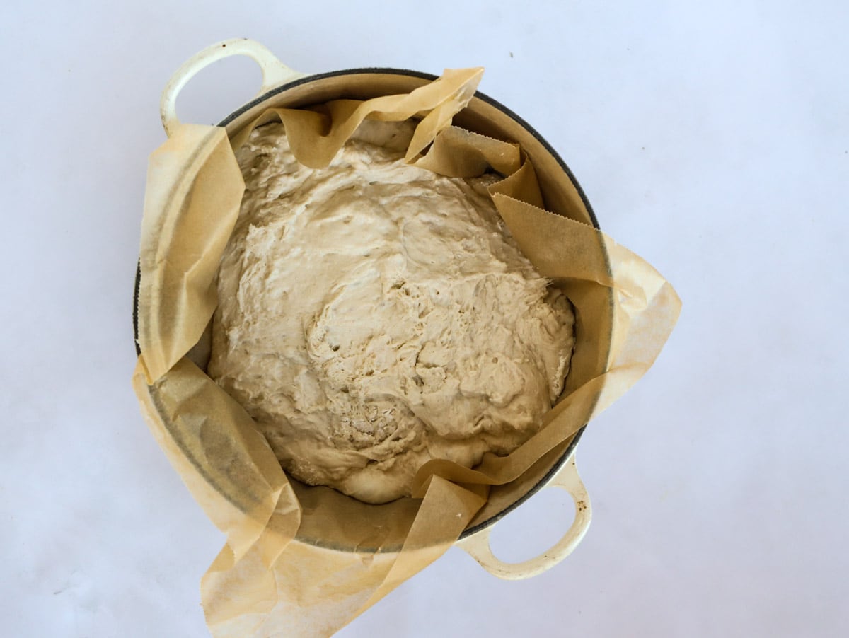 Dough in baking pan