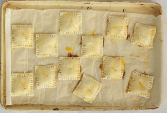 uncooked puff pastry parcels