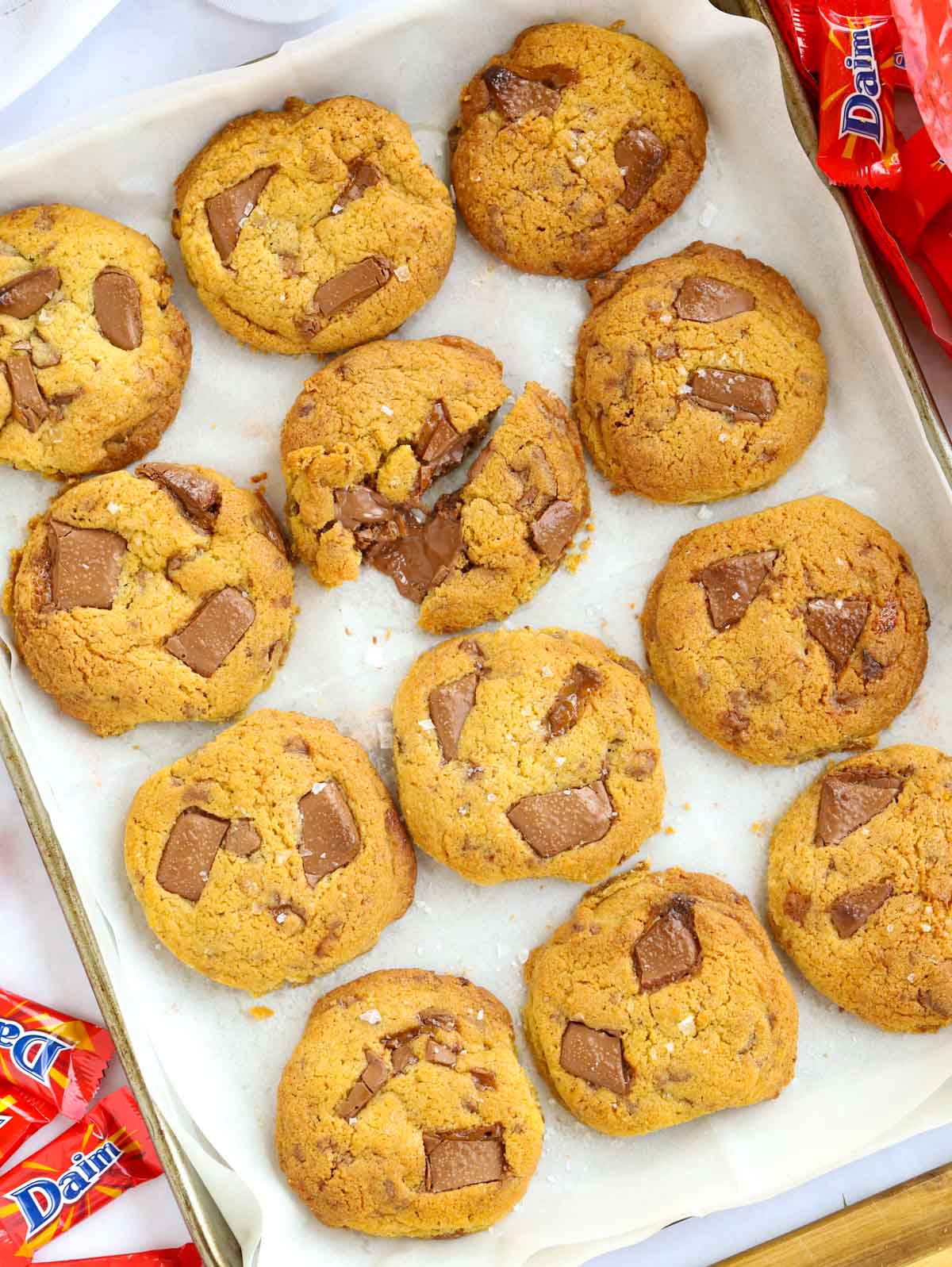 Tray of Daim bar cookies