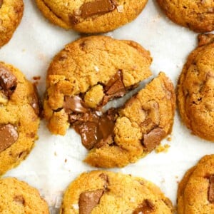 Daim bar cookies on a baking sheet