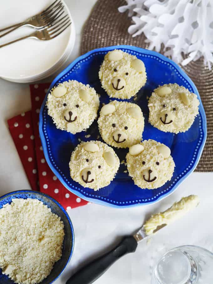 This easy Polar Bear Cupcakes recipe is the perfect Christmas or festive cake bake. Really fun to make with kids, using white chocolate.