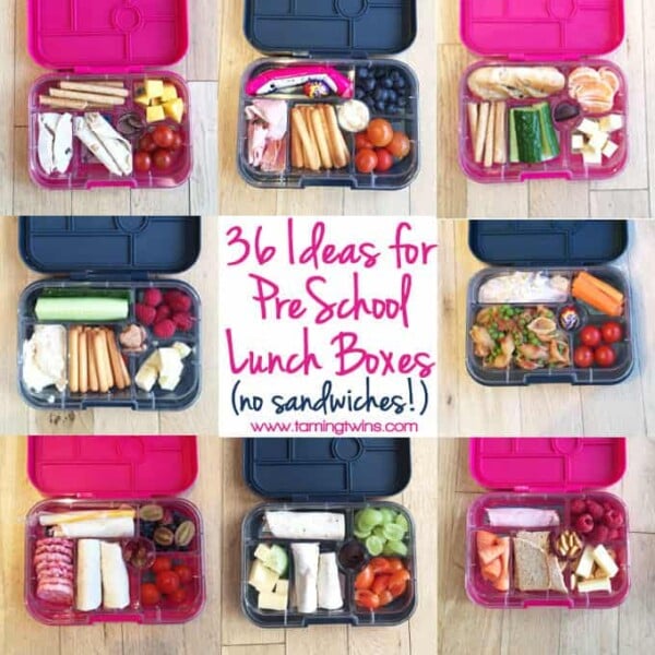 Lunchbox Ideas for PreSchoolers - with no boring sanwiches! Inspiration for more interesting pack ups for kids | https://www.tamingtwins.com