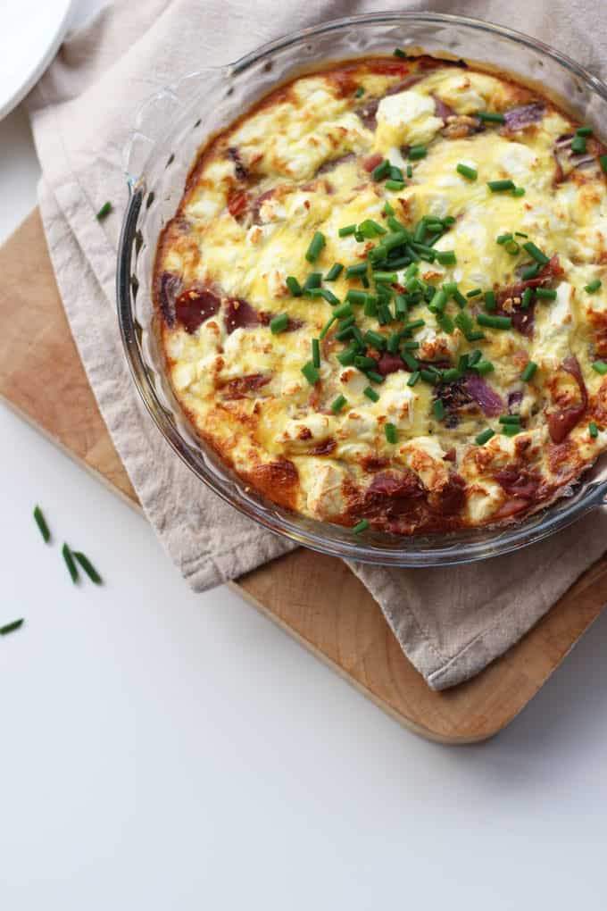 Crustless Quiche with Feta and Parma Ham - Taming Twins