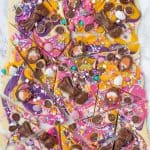 Show stopping Easter Chocolate Bark! Super simple and easy to make, topped with candy eggs, chocolates and sprinkles, this is a no bake, must make for Easter.