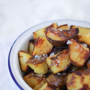 Sauteed potatoes - hot fried leftover potatoes, served with a liberal sprinkle of sea salt.