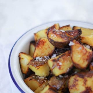 Sauteed potatoes - hot fried leftover potatoes, served with a liberal sprinkle of sea salt.