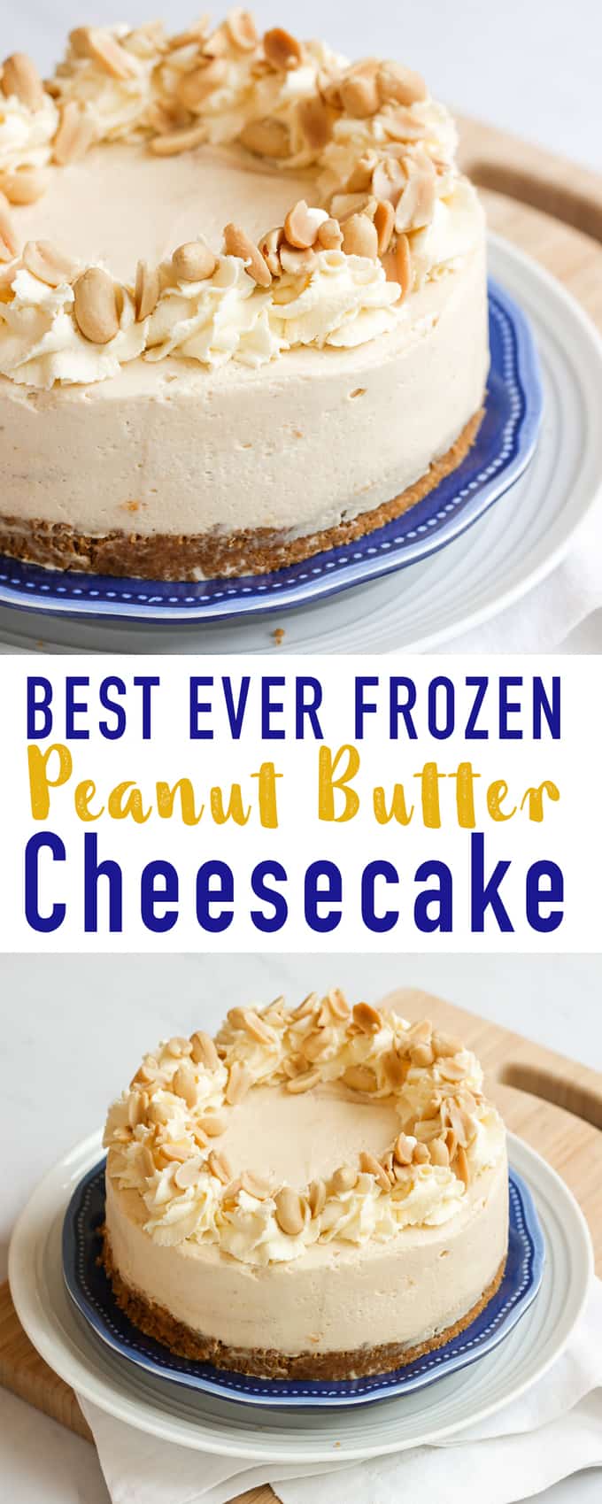 Frozen Peanut Butter Cheese Cake Recipe - Delicious dessert made with cream cheese and peanut butter on a buttery biscuit base. The perfect pudding to finish any dinner!