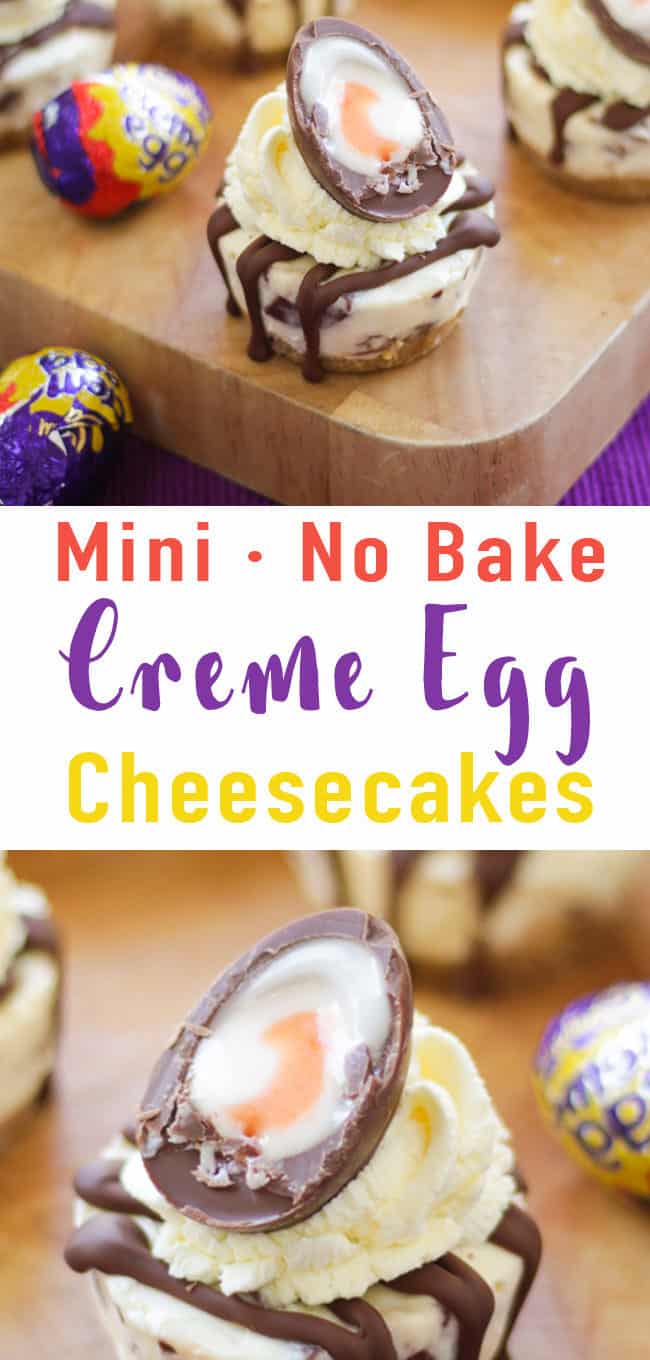 Mini No Bake Creme Egg Cheesecake Recipe - delicious light and creamy no bake Easter dessert. The perfect cake for your Easter celebration! *Including video tutorial*