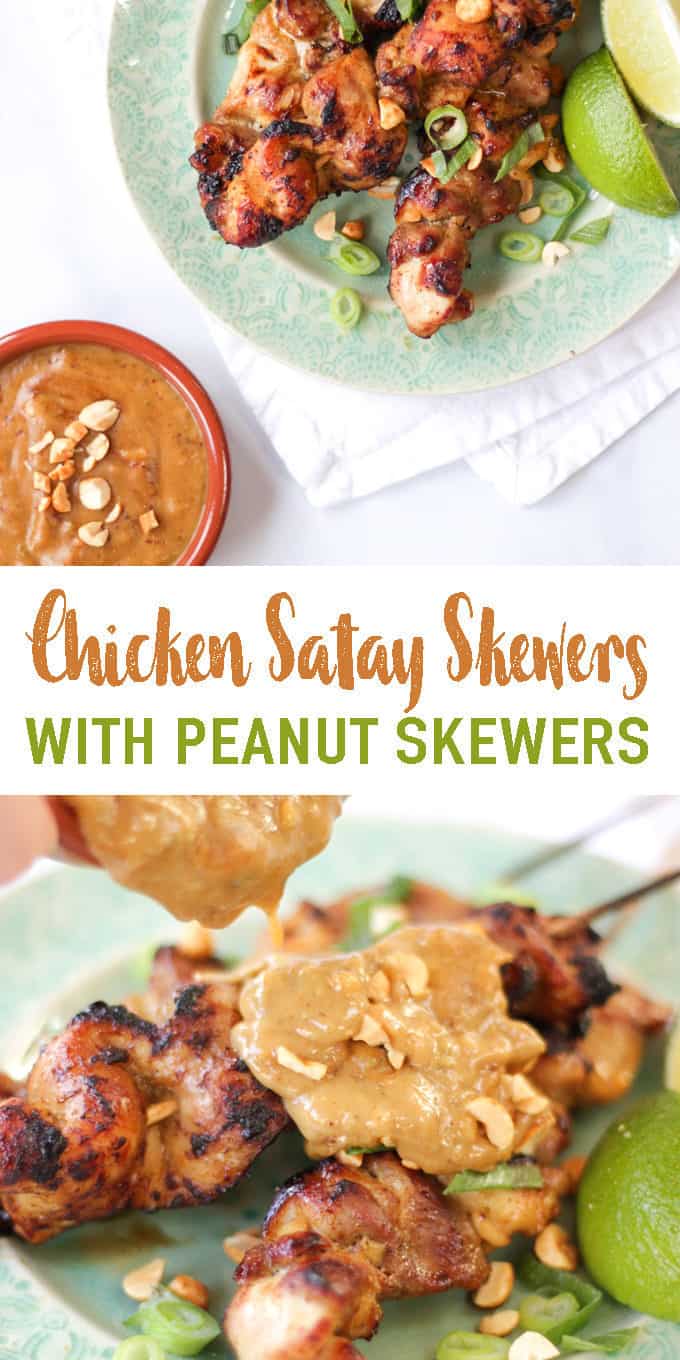 This Chicken Satay Skewers with Peanut Sauce recipe makes a really tasty family dinner. Learn to make this quick and easy satay sauce from scratch. The marinated chicken satay skewers are served with a satay curry sauce made with peanut butter, garlic, honey and ginger. It also freezes well.
