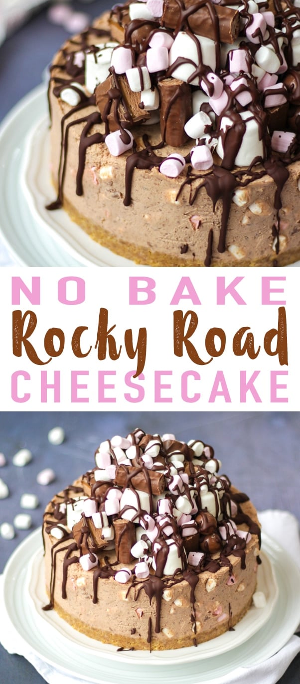 No Bake Rocky Road Cheesecake Recipe - Taming Twins