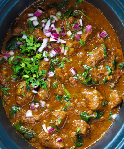 Slow Cooker Beef Curry recipe with spinach