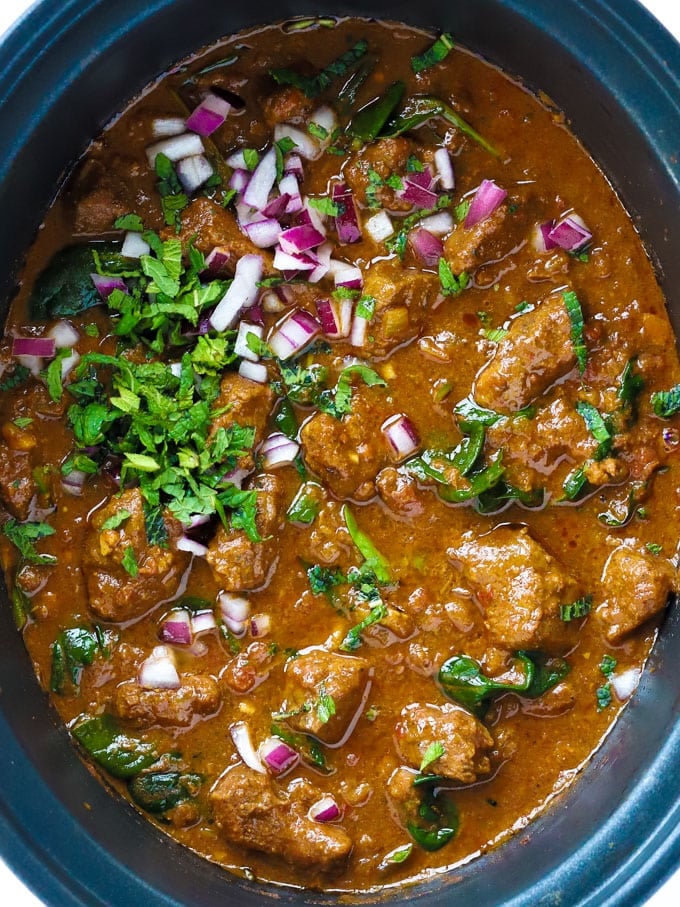 Slow Cooker Beef Curry recipe with spinach