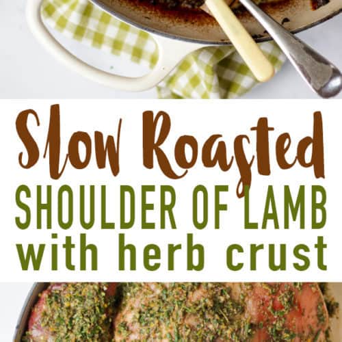 Deliciously soft and tender, pull apart Slow Roasted Shoulder of Lamb - Baked in the oven, low and slow with a herb coating giving a crunchy crust. Full of the flavour of rosemary, mint, garlic and lemon this Slow Roasted Shoulder of Lamb recipe is a real crowd pleaser.