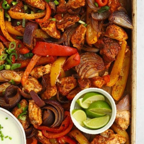 Oven Baked Fajitas with Chicken, ready to serve.