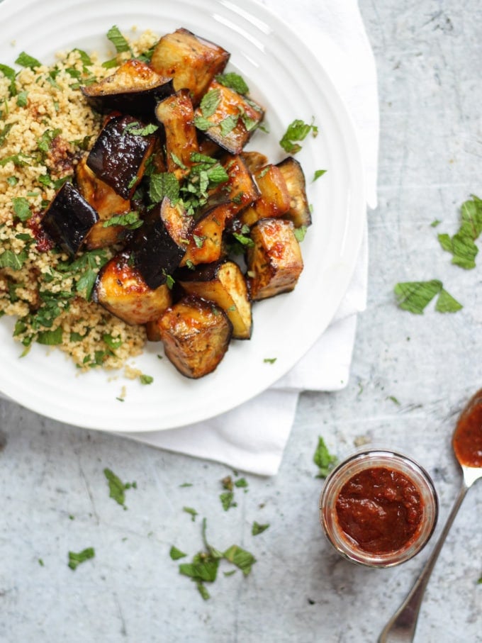 Spiced Honey Aubergine Recipe with Cous Cous