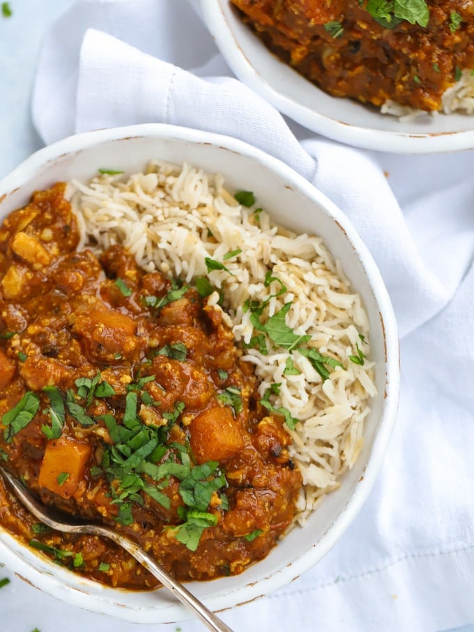 Easy butternut squash curry recipe with rice