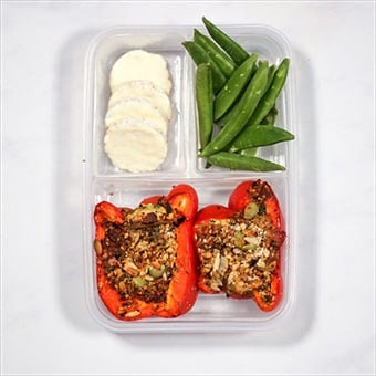 healthy pack lunch idea of stuffed peppers in a compartment lunchbox