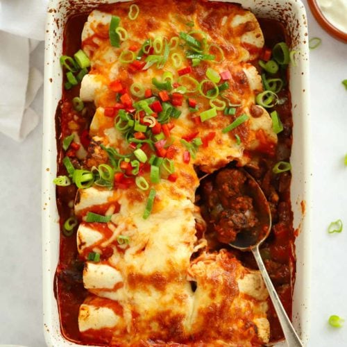 This Chilli Beef Enchiladas Recipe is the ultimate all-in-one delicious midweek meal