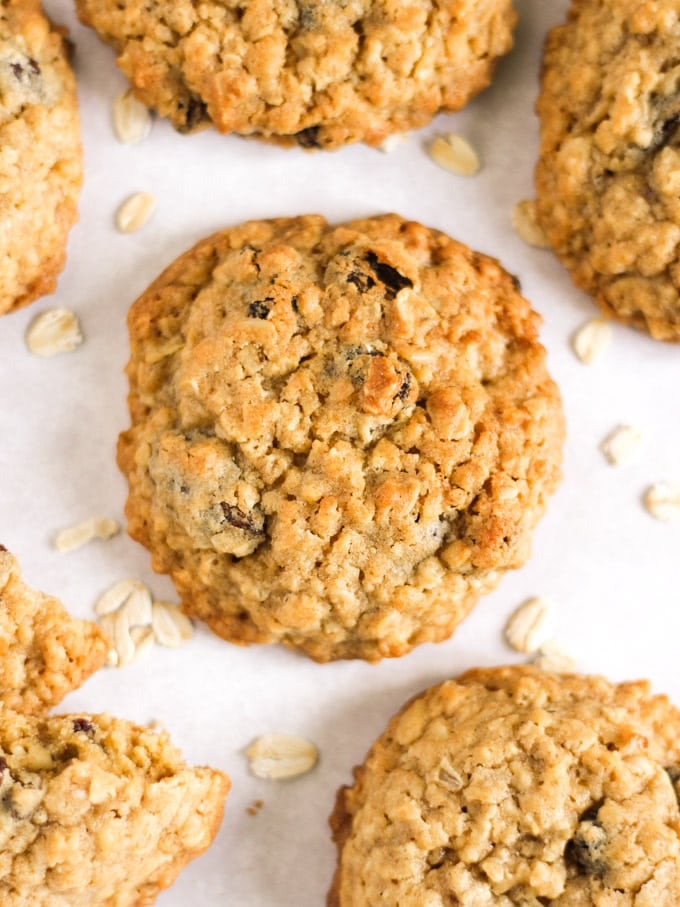 Golden oatmeal cookies with raisins