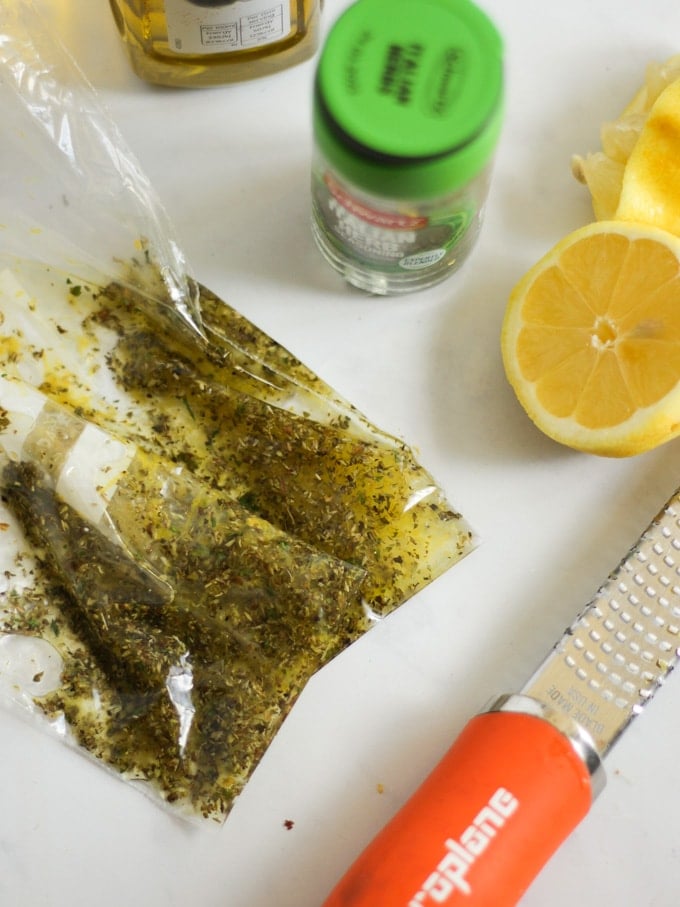 bag of lemon and herb marinade