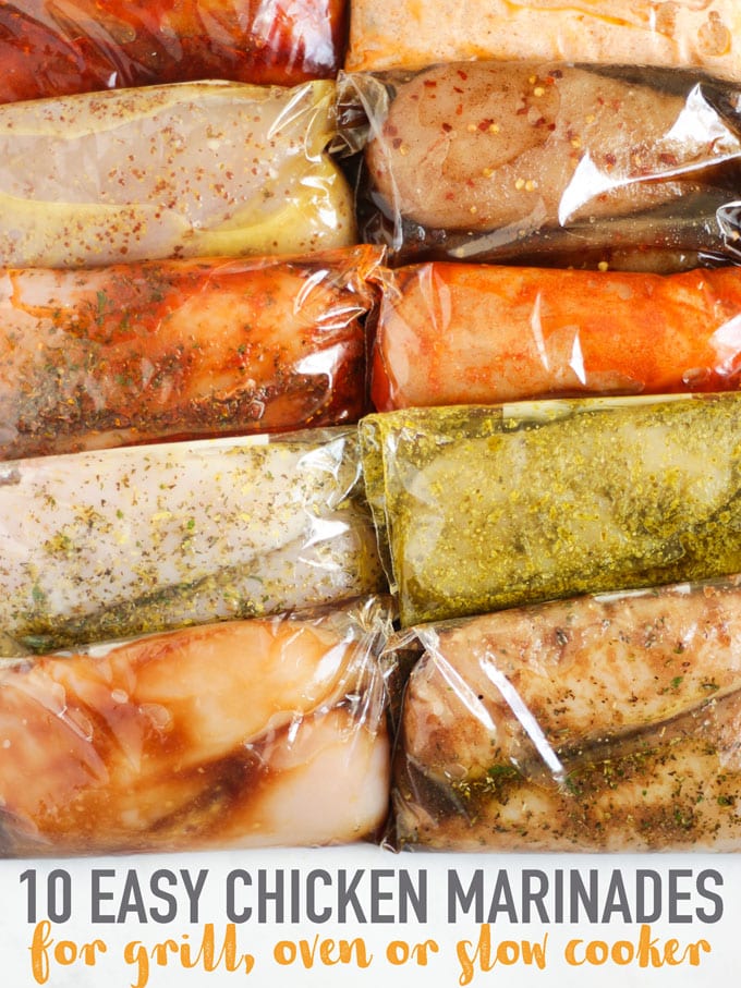 chicken breasts marinading in easy marinades, 10 different types