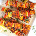Paneer tikka kebabs with peppers and tandoori spices