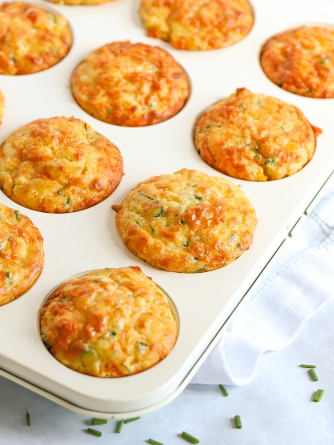 Savoury muffins topped with cheese for kids