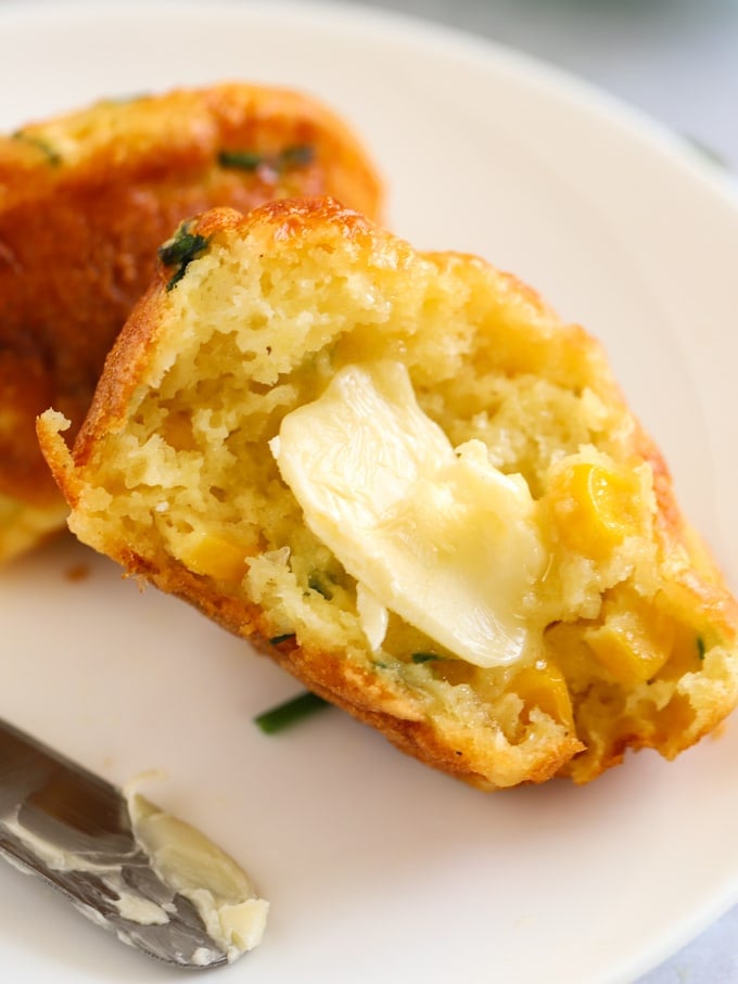 Gourmet UK recipe for savoury muffins with butter on top