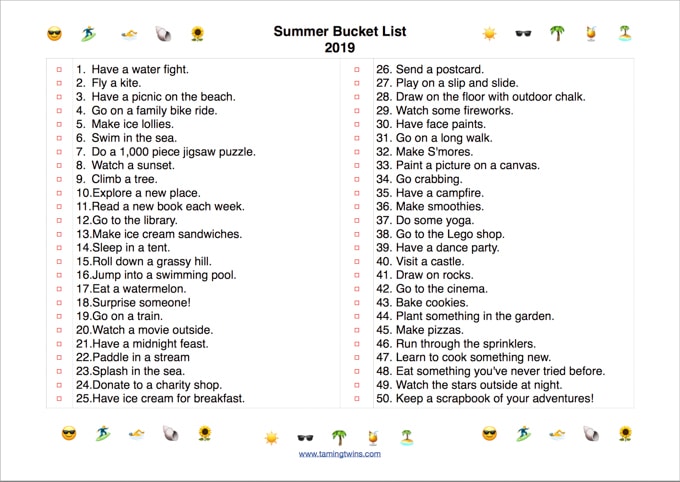 Kids summer bucket list - 50 fun things to do this holiday