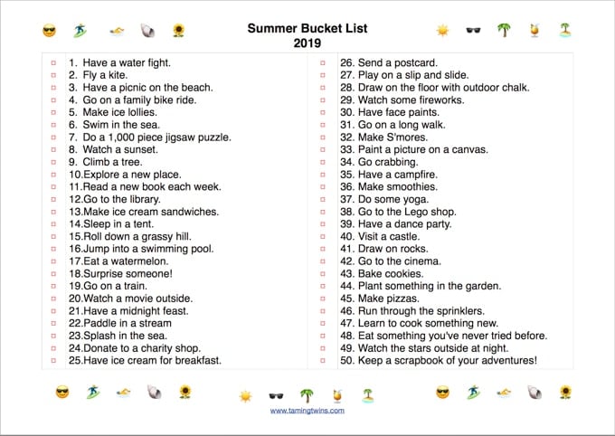 Kids summer bucket list - 50 fun things to do this holiday