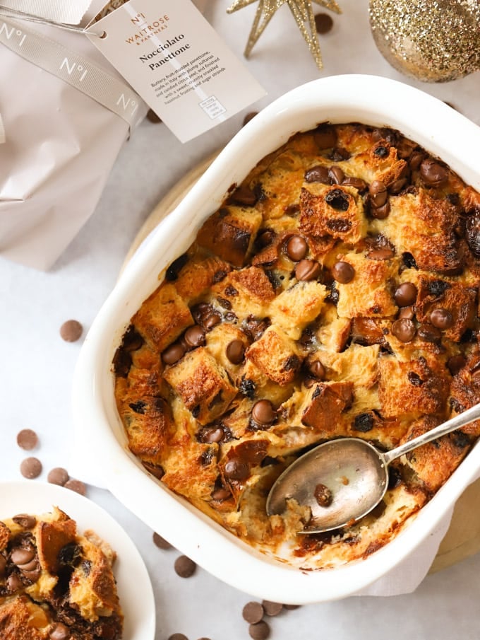 How to make Panettone Bread and Butter Pudding with Chocolate Chips 