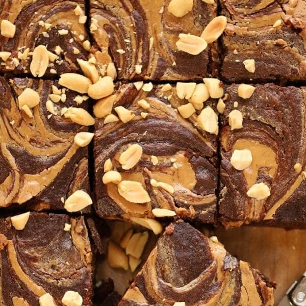 Gooey chewy chocolate peanut butter brownies