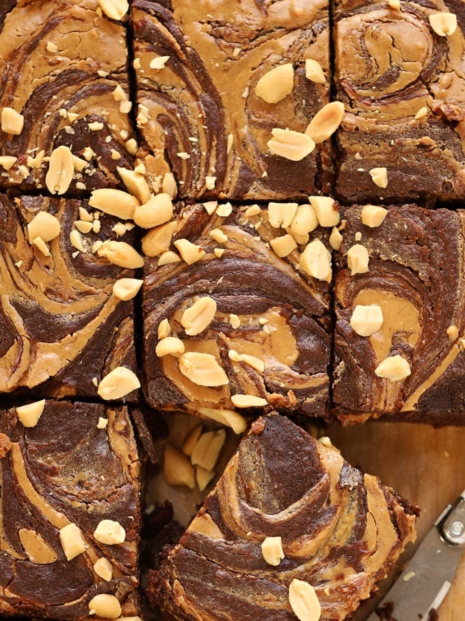 Gooey chewy chocolate peanut butter brownies