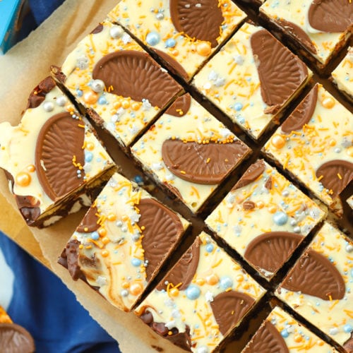 Chocolate orange rocky road recipe with white chocolate and sprinkles