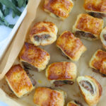 Easy sausage rolls on a baking sheet