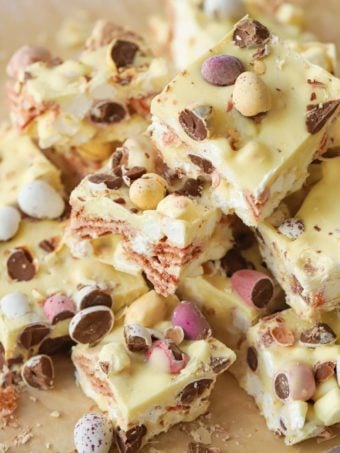 Mini Egg Rocky Road with White Chocolate and Pink Wafer Biscuits