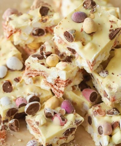 Mini Egg Rocky Road with White Chocolate and Pink Wafer Biscuits