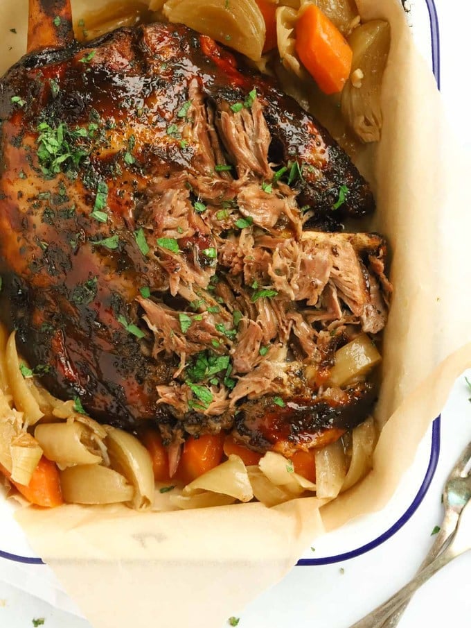 Slow Cooker Lamb Shoulder with Mint Glaze and Rich Gravy