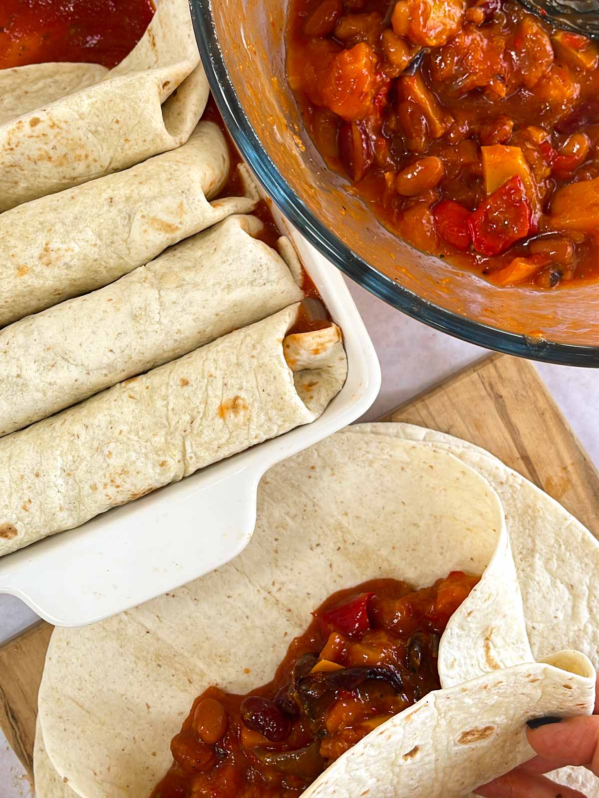 How to roll easy vegetarian enchiladas