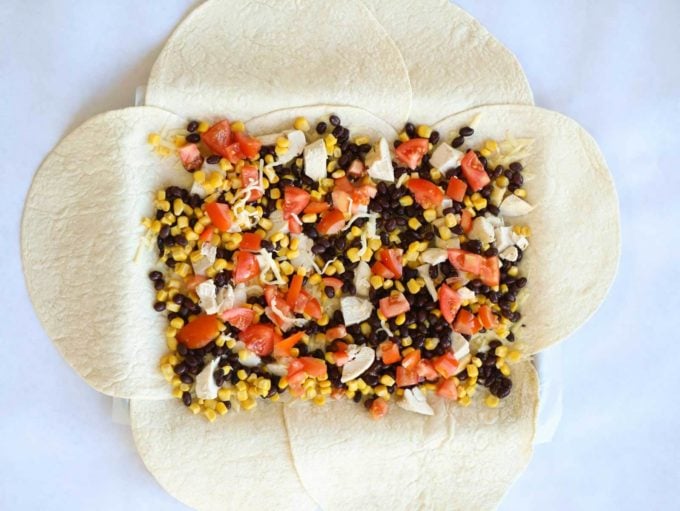 How to make sheet pan chicken quesadillas. Step 2.