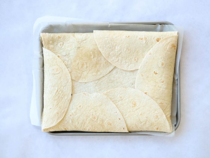 How to make sheet pan chicken quesadillas. Step 3.