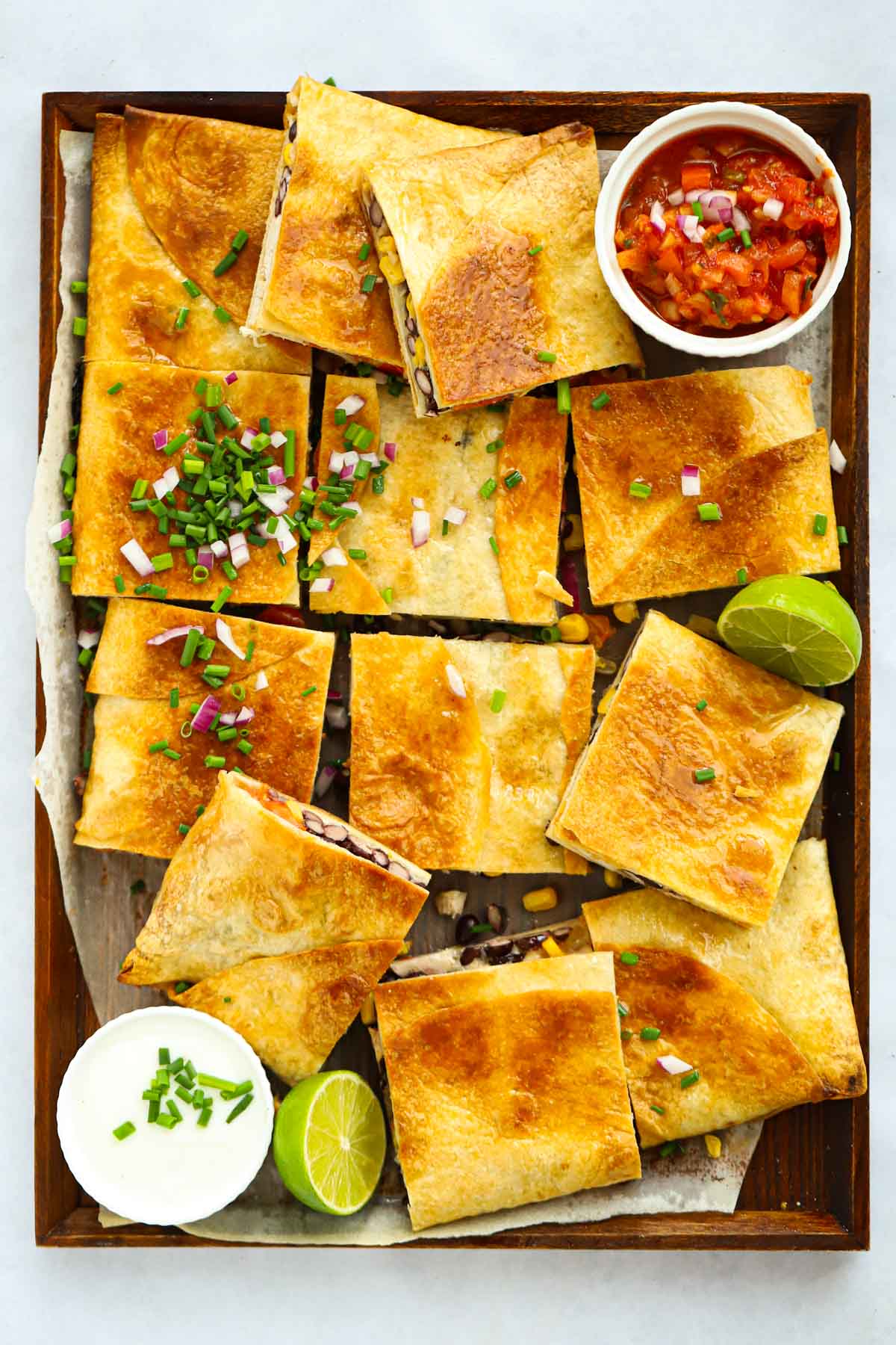 Sheet Pan Chicken Fajita Quesadillas