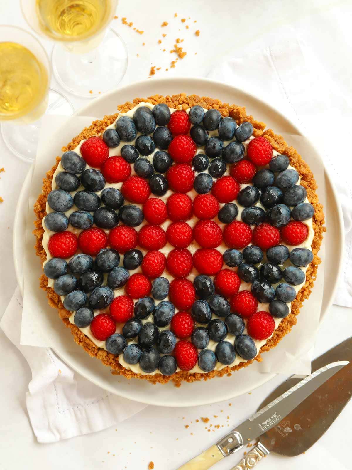 The Queen's Platinum Jubilee Lemon Cheesecake Tart Recipe with Union Jack Flag