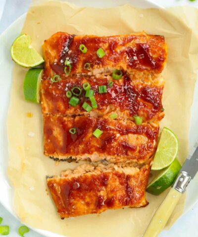 Oven-baked honey BBQ salmon dish