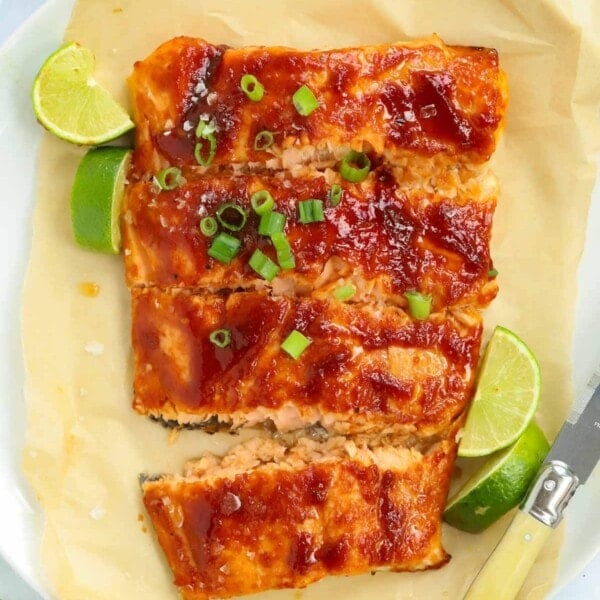 Oven-baked honey BBQ salmon dish